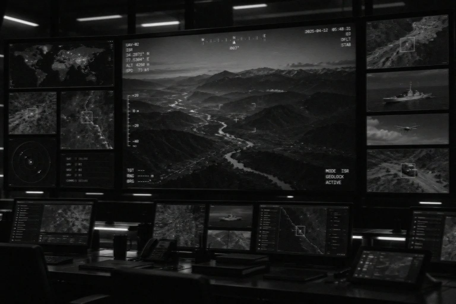 Operations room wall of fused multi-domain sensor feeds