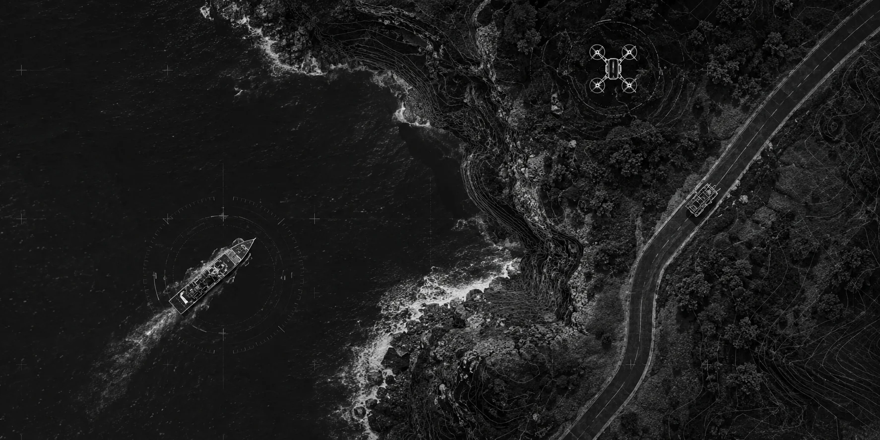 A drone and a connected freight vehicle tracked across a live route map